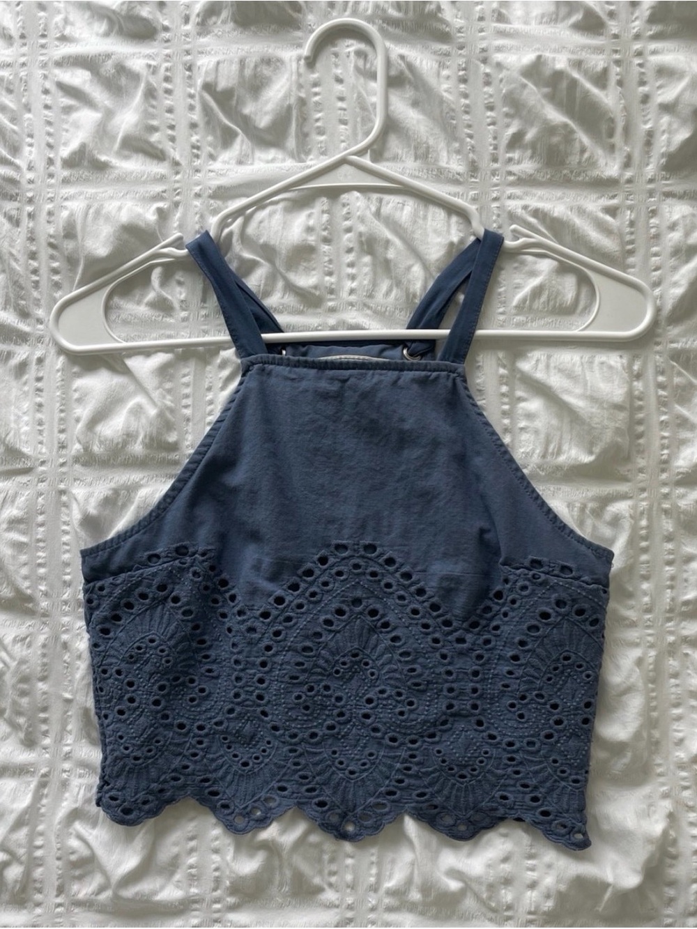 Abercrombie & Fitch Navy Eyelet Halter Top